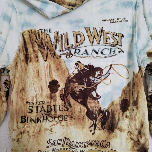 French Postcards The Wild West Ranch Sequined Velour Zip Up Hoodie Size Medium - Picture 8 of 14